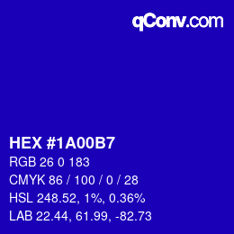 Color code: HEX #1A00B7 | qconv.com