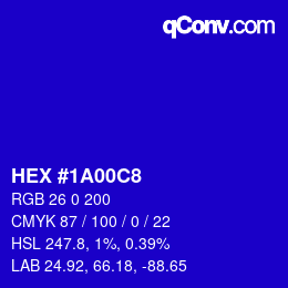 Color code: HEX #1A00C8 | qconv.com