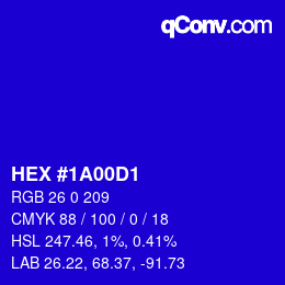 Color code: HEX #1A00D1 | qconv.com