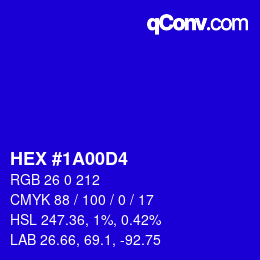 Color code: HEX #1A00D4 | qconv.com