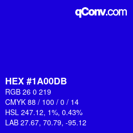 Color code: HEX #1A00DB | qconv.com