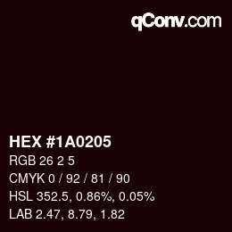 Color code: HEX #1A0205 | qconv.com