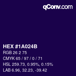 Color code: HEX #1A024B | qconv.com