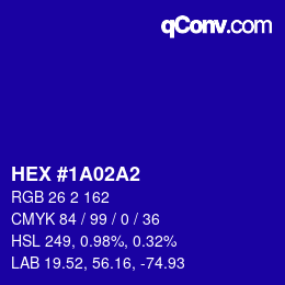Color code: HEX #1A02A2 | qconv.com