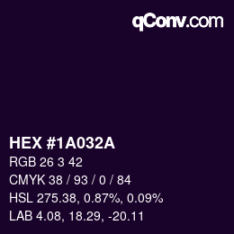 Color code: HEX #1A032A | qconv.com