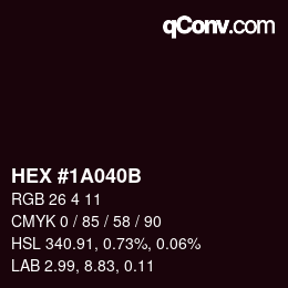 Color code: HEX #1A040B | qconv.com