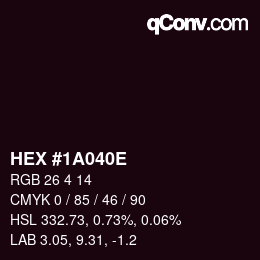 Color code: HEX #1A040E | qconv.com