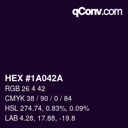 Color code: HEX #1A042A | qconv.com