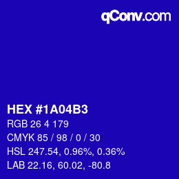 Color code: HEX #1A04B3 | qconv.com