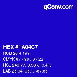 Color code: HEX #1A04C7 | qconv.com