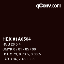 Farbcode: HEX #1A0504 | qconv.com