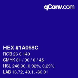 Color code: HEX #1A068C | qconv.com