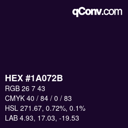 Color code: HEX #1A072B | qconv.com