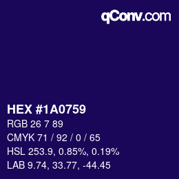颜色代码: HEX #1A0759 | qconv.com