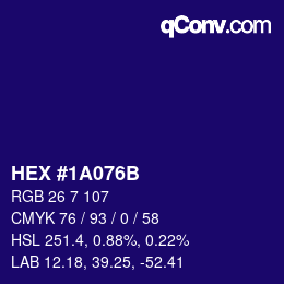Color code: HEX #1A076B | qconv.com