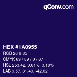 颜色代码: HEX #1A0955 | qconv.com