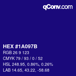 Color code: HEX #1A097B | qconv.com