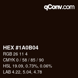 Farbcode: HEX #1A0B04 | qconv.com