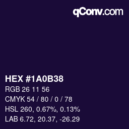 Código de color: HEX #1A0B38 | qconv.com