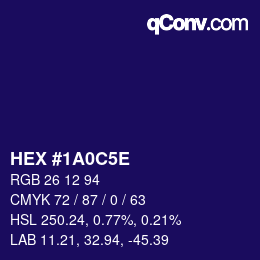 Farbcode: HEX #1A0C5E | qconv.com
