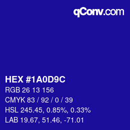カラーコード: HEX #1A0D9C | qconv.com