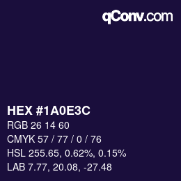 Color code: HEX #1A0E3C | qconv.com