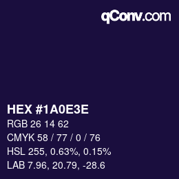 Color code: HEX #1A0E3E | qconv.com