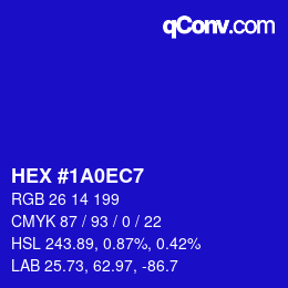 カラーコード: HEX #1A0EC7 | qconv.com