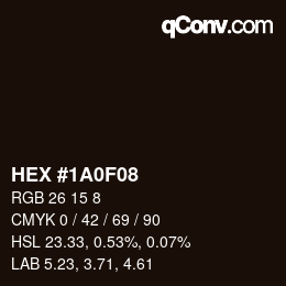 Color code: HEX #1A0F08 | qconv.com