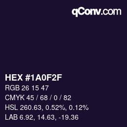 Color code: HEX #1A0F2F | qconv.com