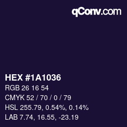 Color code: HEX #1A1036 | qconv.com