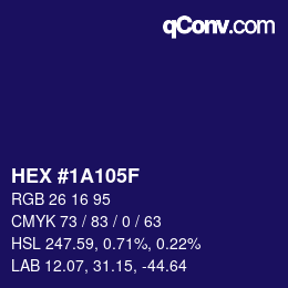 カラーコード: HEX #1A105F | qconv.com