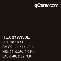 Color code: HEX #1A130E | qconv.com