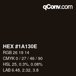 Color code: HEX #1A130E | qconv.com