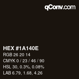 Color code: HEX #1A140E | qconv.com