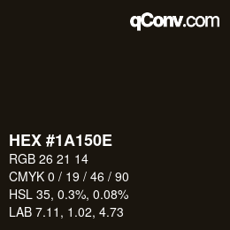 Color code: HEX #1A150E | qconv.com