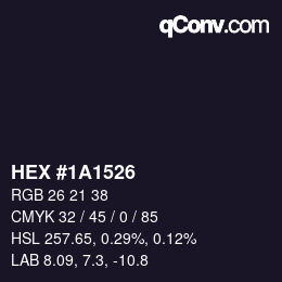 Color code: HEX #1A1526 | qconv.com