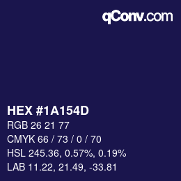 Farbcode: HEX #1A154D | qconv.com