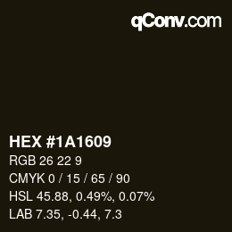 Color code: HEX #1A1609 | qconv.com