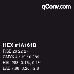 Farbcode: HEX #1A161B | qconv.com