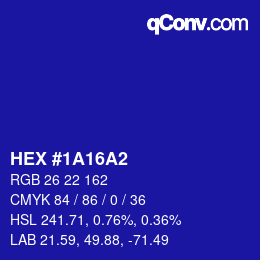 カラーコード: HEX #1A16A2 | qconv.com