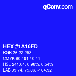 Color code: HEX #1A16FD | qconv.com