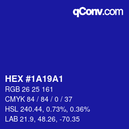 カラーコード: HEX #1A19A1 | qconv.com