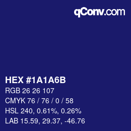 Color code: HEX #1A1A6B | qconv.com