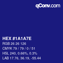 Color code: HEX #1A1A7E | qconv.com