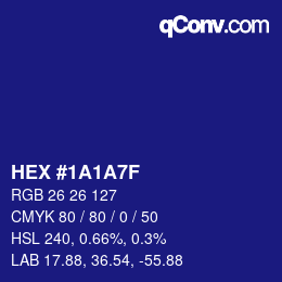 Color code: HEX #1A1A7F | qconv.com