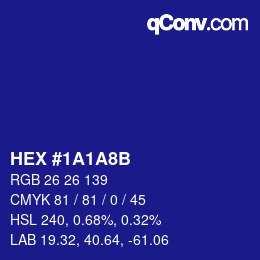 Color code: HEX #1A1A8B | qconv.com