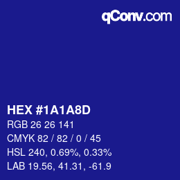 Color code: HEX #1A1A8D | qconv.com