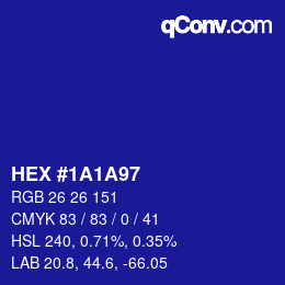 Color code: HEX #1A1A97 | qconv.com
