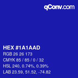 Código de color: HEX #1A1AAD | qconv.com